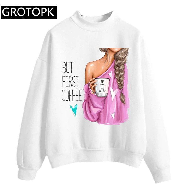 Женская флисовая толстовка BUT FIRST COFFEE розовая с длинным рукавом пуловер в