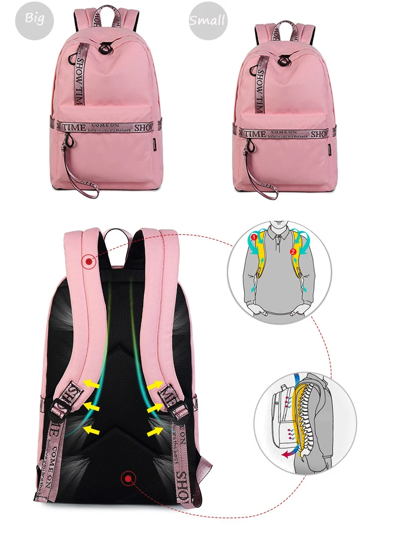 Diariamente à Prova Mochila de Viagem Bolsa de Escola Mochilas para as Meninas da Faculdade Água Casuais Mulheres Carta Impressão Amantes Laptop Mochila d' 4 Bolsas e Malas