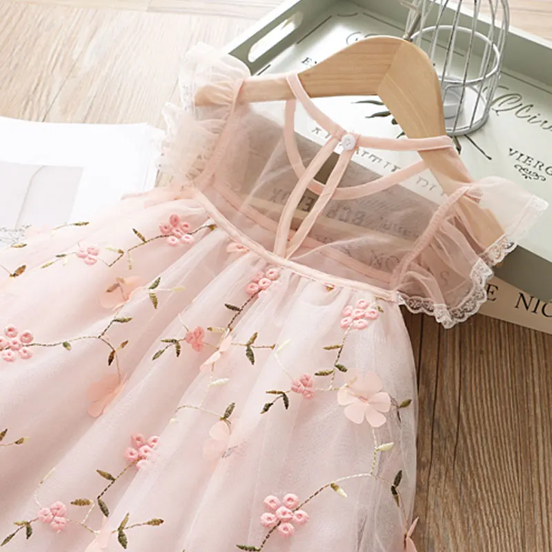 Одежда для детей возрастом от 3 до 8 лет кружевное платье с цветочным рисунком для девочек летние вечерние платья принцессы с фатиновой юбкой, Детские платья для девочек, повседневная одежда