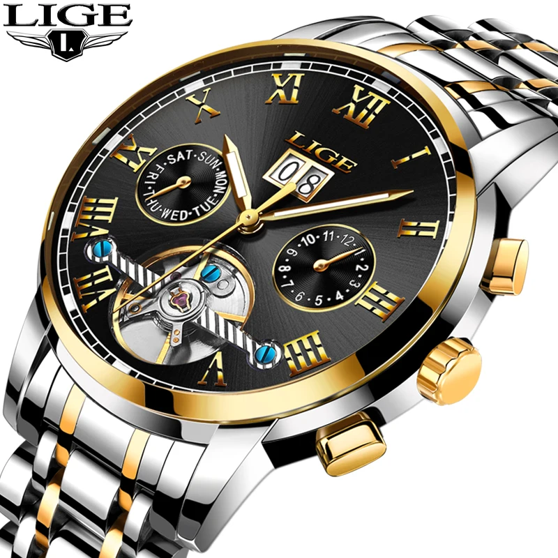 

LIGE Mens Watches Top Brand Luxury Automatic Mechanical Watch Men Full Steel Business Waterproof Sport Watches Relogio Masculino