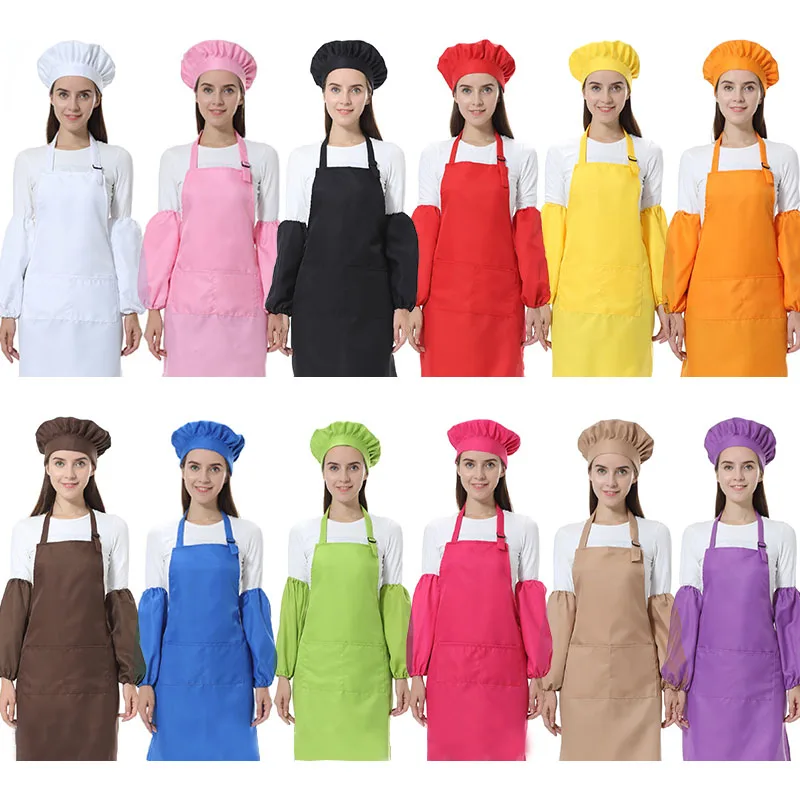 

Fashion Adult Polyester Hanging-neck Apron Kitchen Restaurant Cooking Baking Waiter Work Customized LTablier Delantal Logo Apron