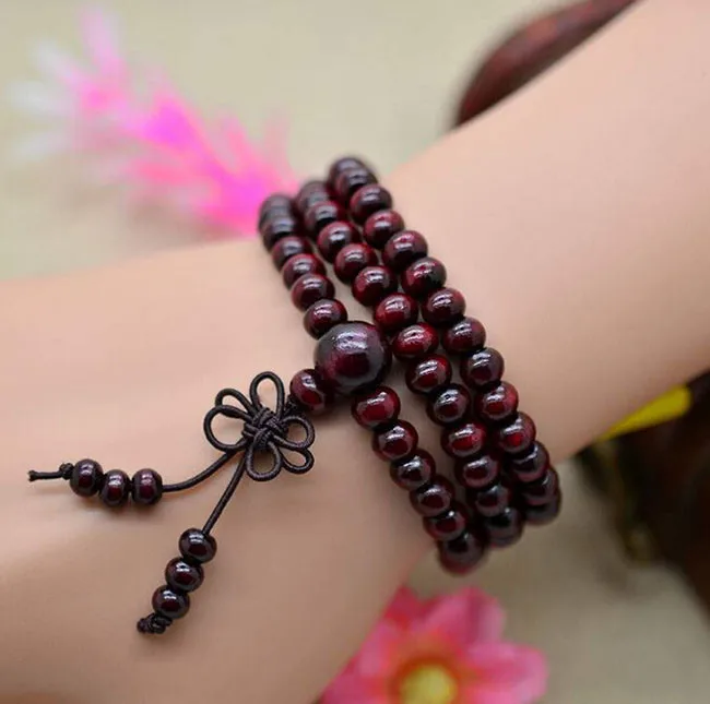 

108*8mm Natural Sandalwood Buddhist Buddha Meditation Beads Bracelets For Women Men Jewelry Prayer Bead Mala Rosary Bracelet