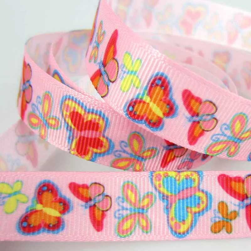 

10yards Width 5/8" Multicolor Printing Pretty Butterfly Grosgrain Ribbon 15mm