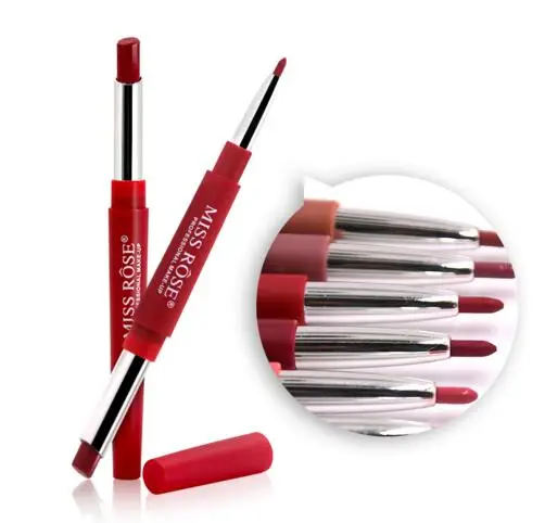 2 в 1 губная помада+ Контурный карандаш для губ увлажняющий водонепроницаемый красный матовый карандаш для губ брендовый макияж 8 цветов Профессиональная Косметика