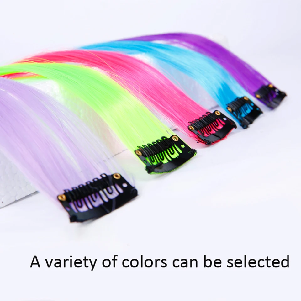 Длинные прямые накладные волосы MEIFAN на заколках цвета радуги, синтетические накладные волосы фиолетового и голубого цвета