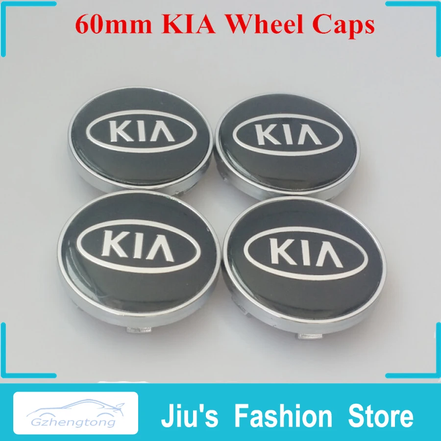 2016 New 4Pcs 60mm Black Metal KIA Wheel Center Hub Caps Kia Cerato K2