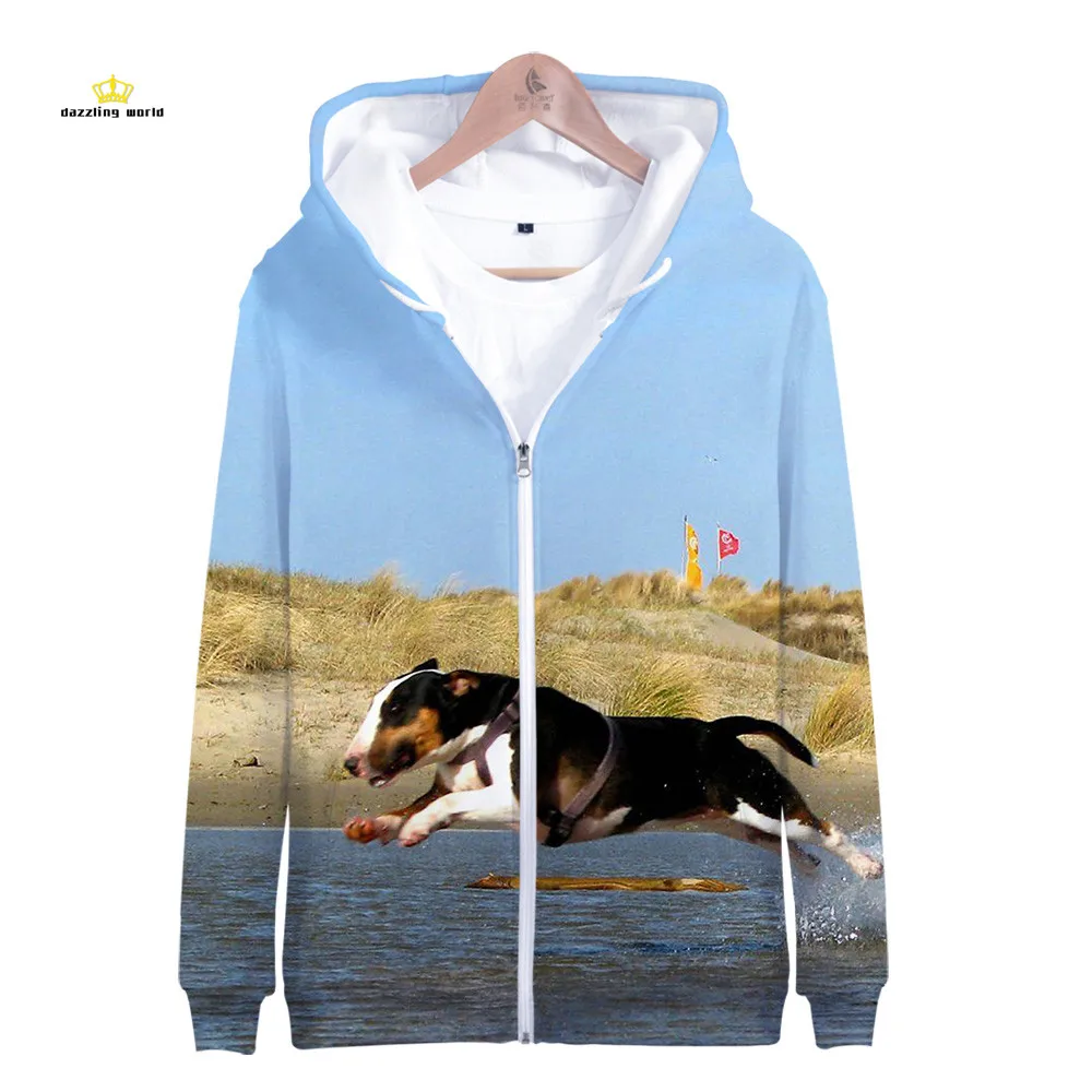 

Pit*Terrier Dog 3D Print Street Fashion Popular Zipper cool Hipster Hooded Sweatshirt comfortable Casual Street Hoodies Zipper