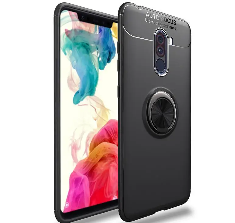 

For Xiaomi Pocophone F1 Case Car Holder Stand Magnetic Bracket Ring TPU Cover Case For Xiaomi Pocophone F1 Poco F1 Funda Coque