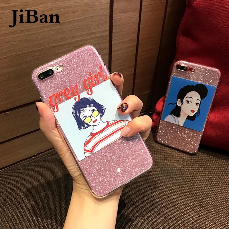 JiBan 2 в 1 для iPhone X корейский милый блестящий чехол девочек с надписью на английском