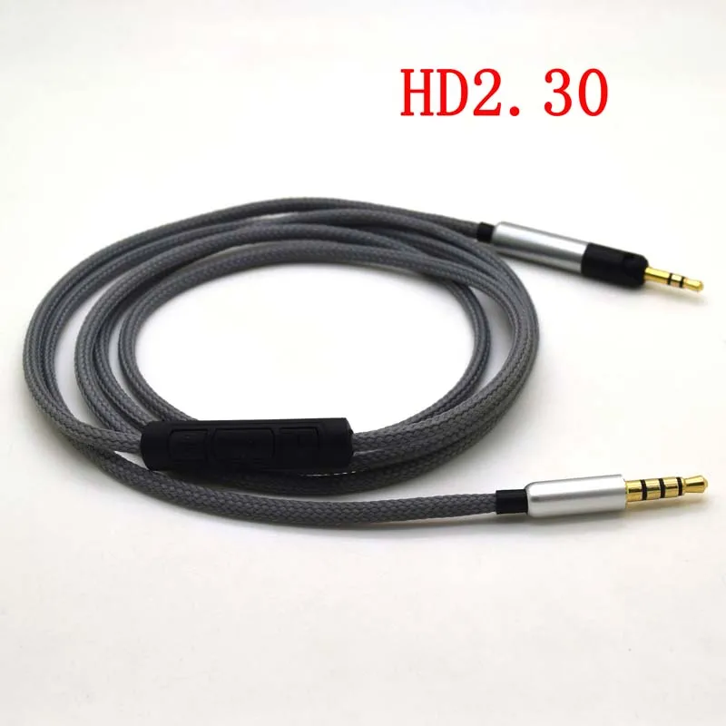 Сменный кабель для наушников Sennheiser HD2.30 HD2.20S, улучшенный посеребренный провод 3,5 мм до 2,5 мм с микрофоном - Цвет: 1.2m