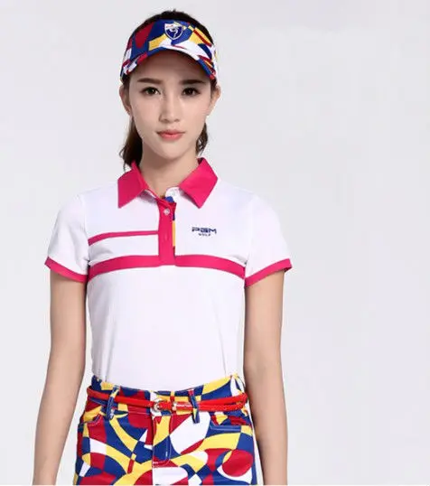 جودة عالية! pgm 2017 المرأة قميص بولو جولف القميص الصيف قصيرة الأكمام الزى sportwear shirt سريعة جاف ، شحن مجاني