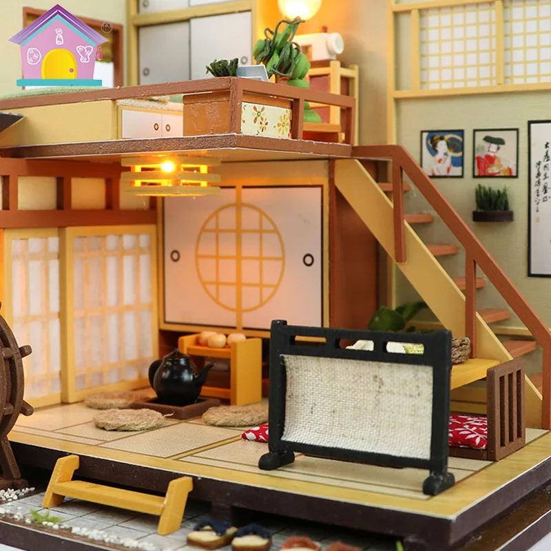 DIY Wooden Miniatures LED Doll House Japanese Tatami Christmas Kids Birthday Party Girl's Gift Toys Fine Furniture Set Pre-order (3)