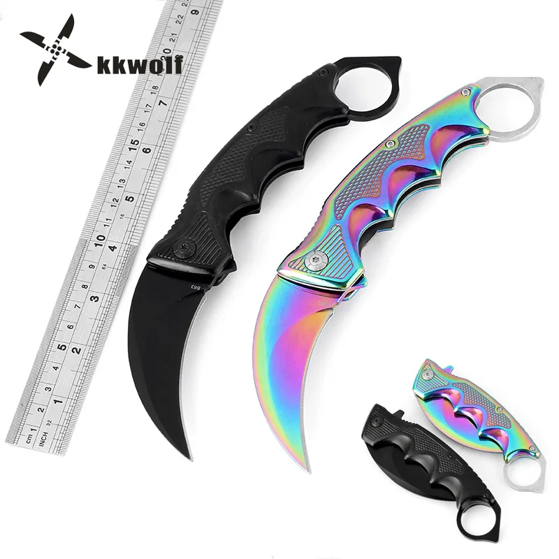 

Hot CS GO Folding knife Karambit Tactical Combat Survival Neck Claw Knives Utility Camping Hunting Knife Pocket Rescue EDC Tools