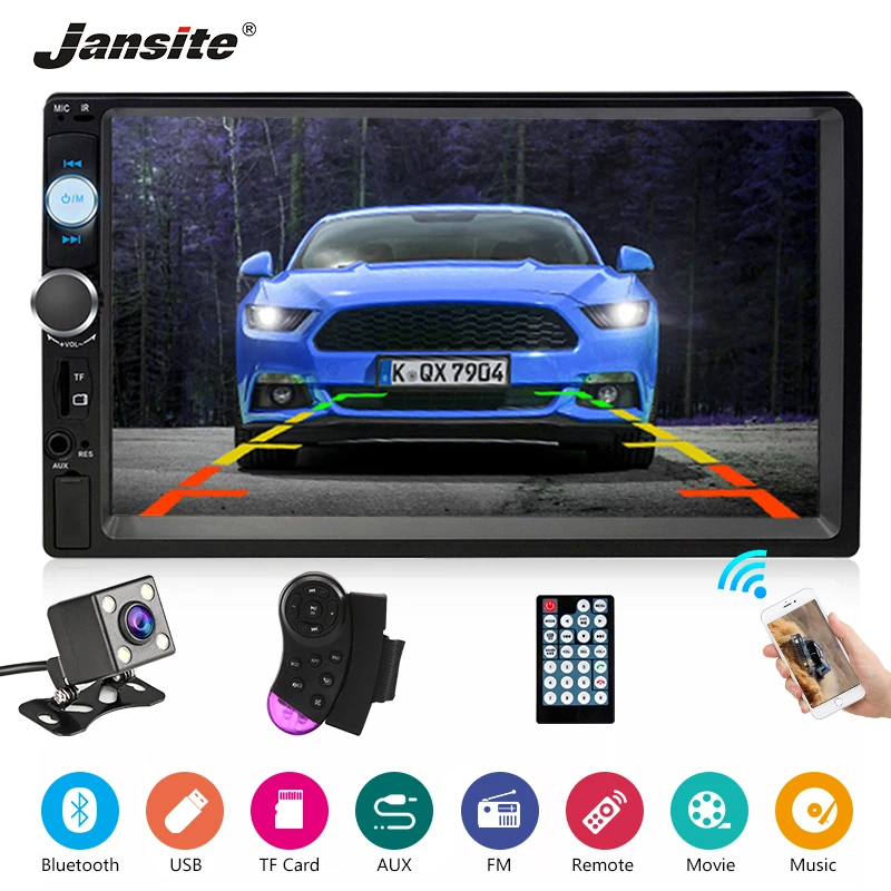 

Jansite 7" Universal Car Radio DVD MP5 player Digital Touch screen Multimedia player mirror 2 din car stereo + backup camera