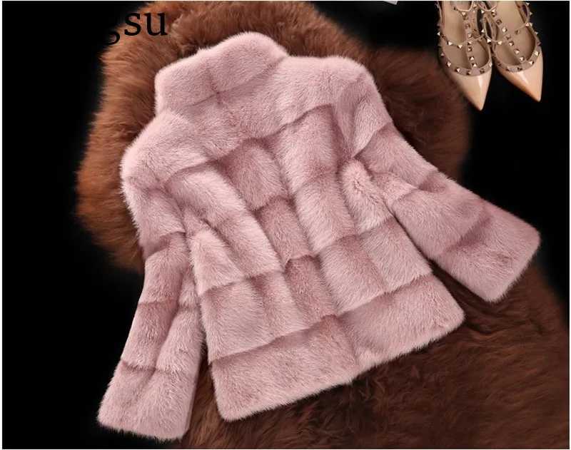 Women Autumn& Winter High Quality Faux Fur Basic Jacket Coat Female Overcoat Sweet Outerwear& Coats Plus Size Tops A1486