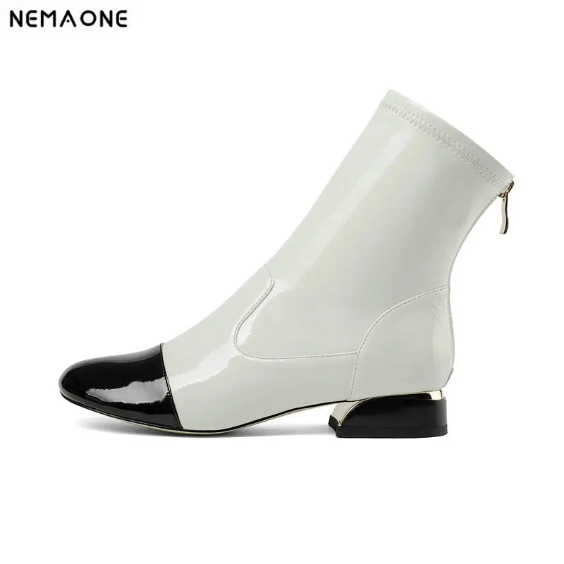 

NemaoNe New 3cm low heels women boots genuine leather ankle boots spring autumn ladies dress shoes large size 43