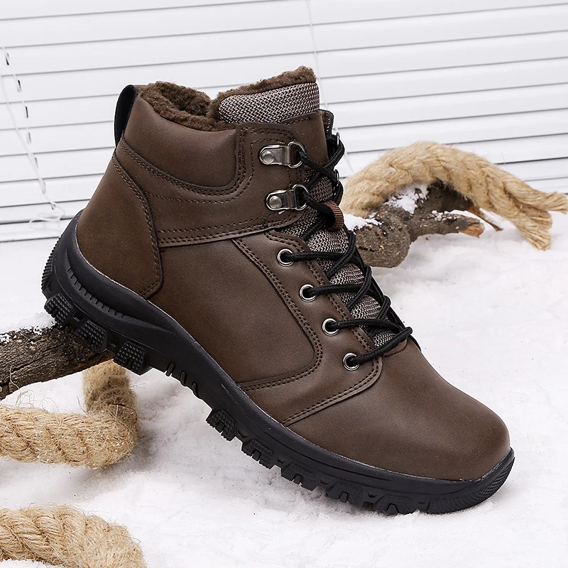 Men Hiking Shoes Rubber Sole Non slip plush Outdoor Sport Shoes Hiking ...