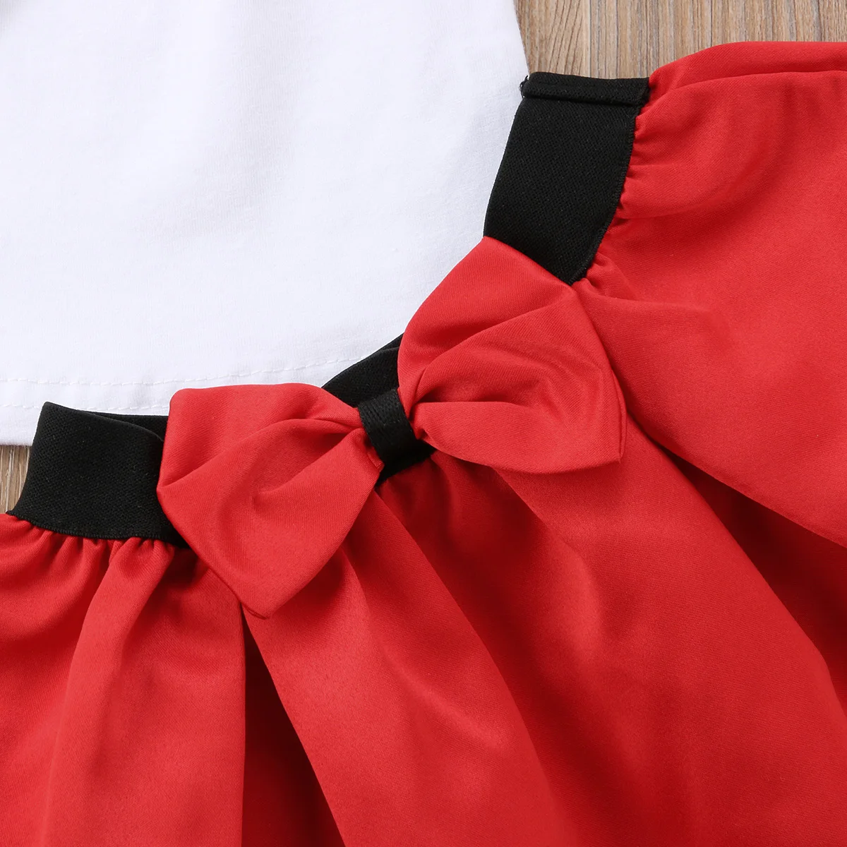 Красная юбка с бантом комплект из 2 предметов для маленьких девочек, цветок белая роза, топ без Плеч, Детская летняя модная одежда