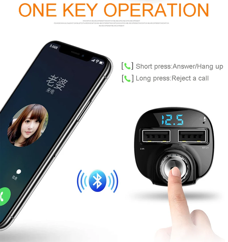 JINSERTA стайлинга автомобилей Bluetoot свободные руки FM передатчик автомобильный MP3