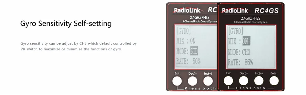 Радиолинк 4 канала RC4GS/RC4G 2,4G 4CH пистолет контроллер передатчик+ R6FG гироскоп внутри приемник для RC автомобиля Baja RT лодки Rx