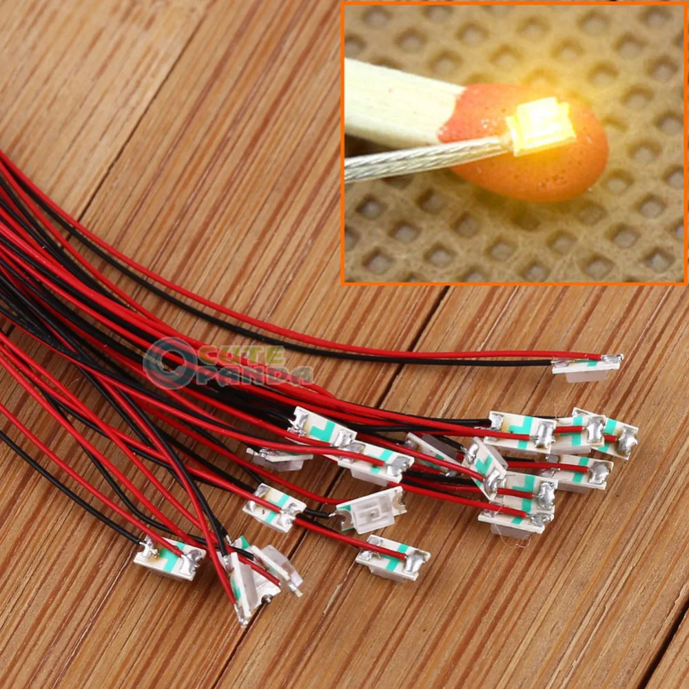 T1206W 20 шт. предварительно припаянные Проводные оранжевые светодиоды micro litz 1206|micro
