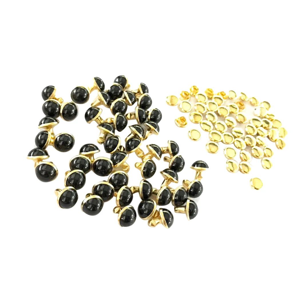 50 Sets Mushroom Dome Rivets Studs Buttons for Leather Belt Bag Shoes Leathercraft 7.5MM	