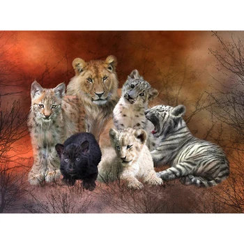 

DIY Diamond Painting Animal Leopard Bobcat Diamond Embroidery Full Round Animal Crystal Painting Mosaic Kit Home Decor a1443