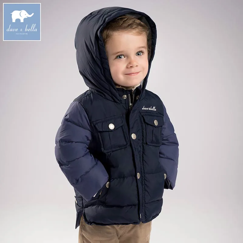 DB6322 dave bella winter baby boys navy down jacket children white duck ...