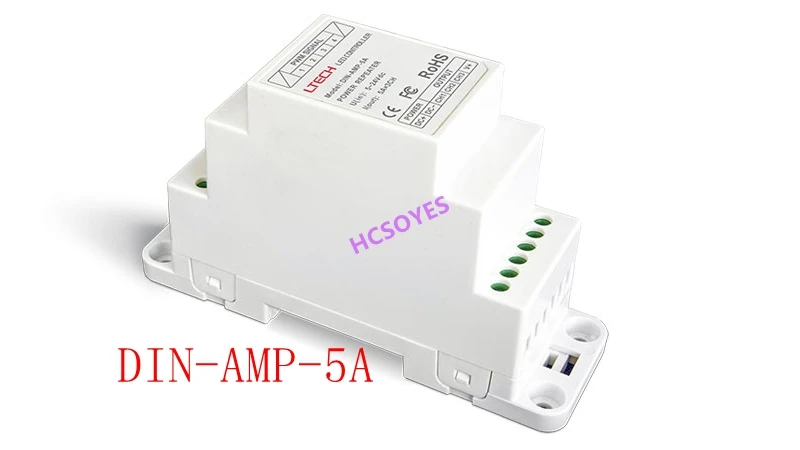 LTECH DIN-AMP-5A CV репитер мощности (din-рейка/винт двойного назначения) DC5-24V вход 5A 3CH