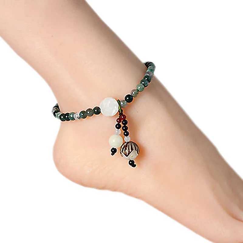 507ZHAO Jewelry natural stone anklet Female white Bodhi lotus Accessories Fresh literary style | Украшения и аксессуары