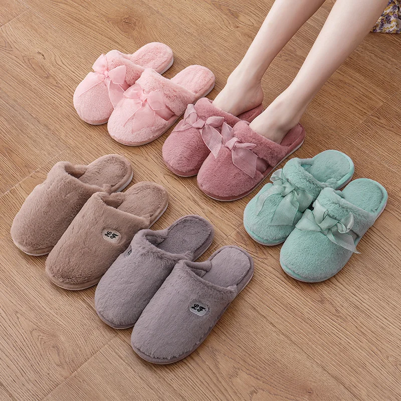 

High Quality Non-slip Women Winter Warm Indoor Lovers Slippers 2019 Women's Plush Flip Flops Home Shoes Cotton Home Slippers