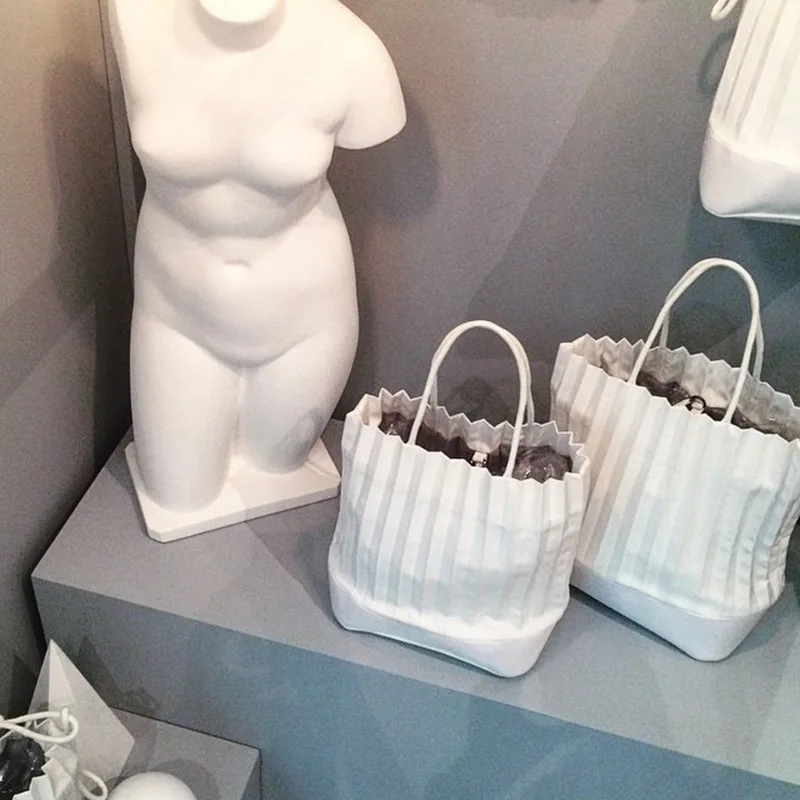 

Nei Space Ruched Pleated Eco Bag Plus Pleats Bucket Bag Large Capacity Shoulder Tote Bag Shopping Bag Miyake Canvas Handbags