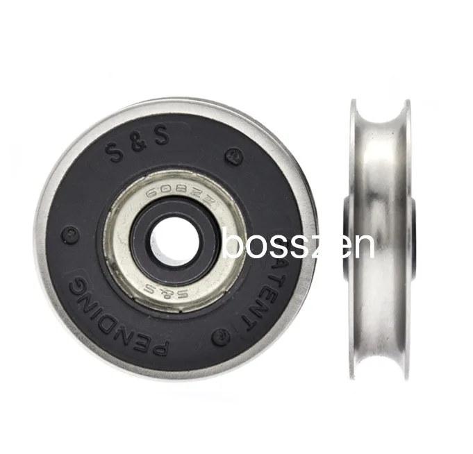 

2Pieces/Lot Plastic-coated metal U-groove wheel rolling pulley 608 bearing roller ABS plastic wire rope guide wheel 8*38*8