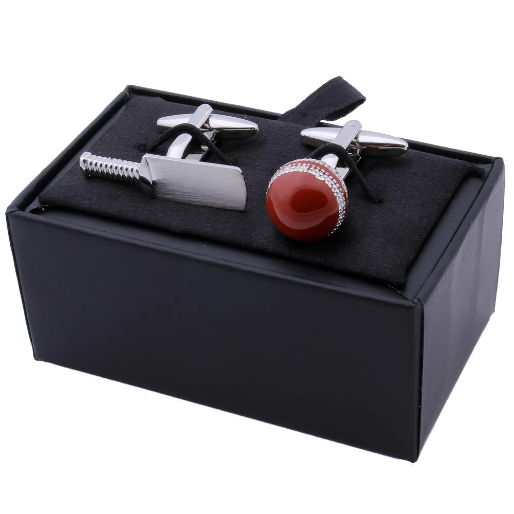 الأحمر الكريكيت شكل صفعة الروابط الجدة ماتي الخفافيش أزرار أكمام للرجال بالجملة المتاحة