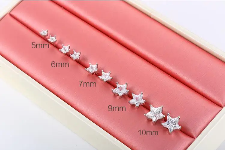

New Fashion single zircon stud earrings woman/girl/lovers wedding Christmas party birthday 5mm-10mm trendy earrings jewelry gift