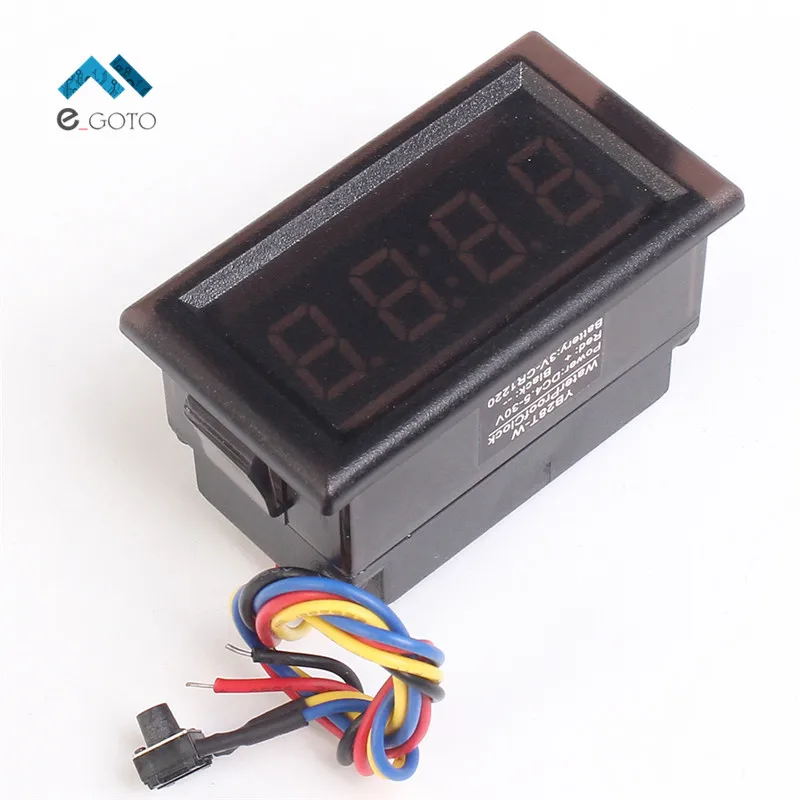 Red Waterproof Vehicle Electronic Clock Car Auto Meter Motorcycle Power Digital Timer DC 4.5 30V