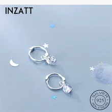 INZATT, 925 пробы, серебряные богемные геометрические круглые серьги-кольца с цирконом для женщин, вечерние, модные ювелирные аксессуары, подарок