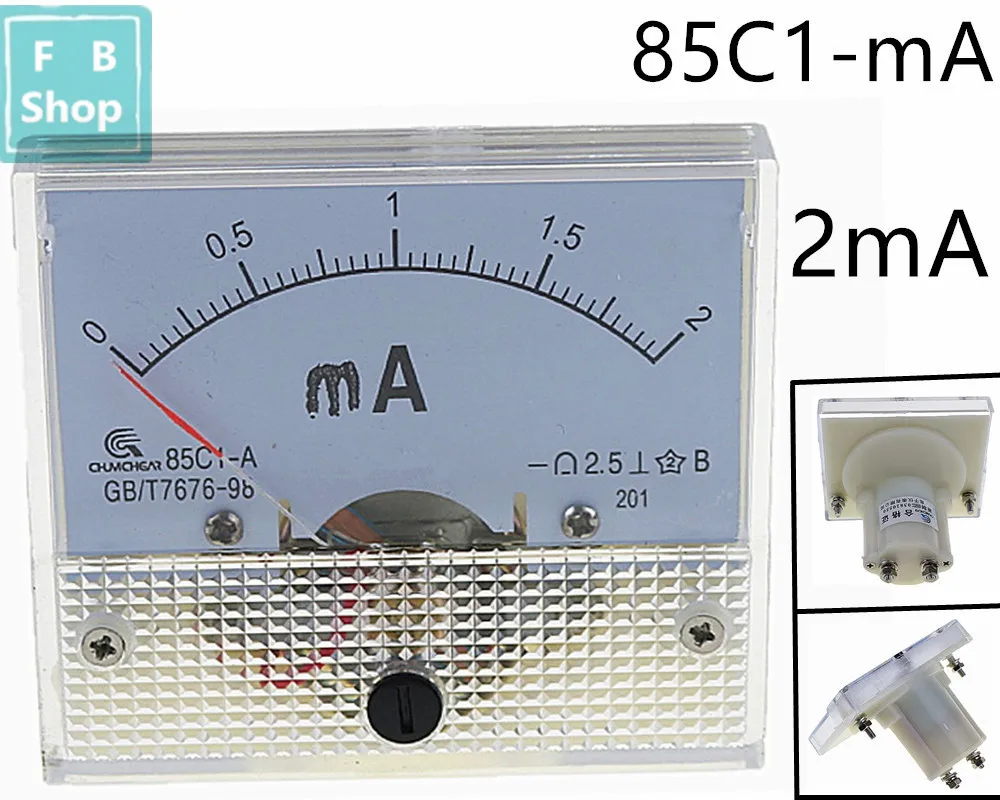 1 шт. 85C1-mA 1mA 2mA 3mA 5mA 10mA 20mA DC стрелочный Амперметр 85C1 серии аналоговая AMP метр 64*56 мм Размер