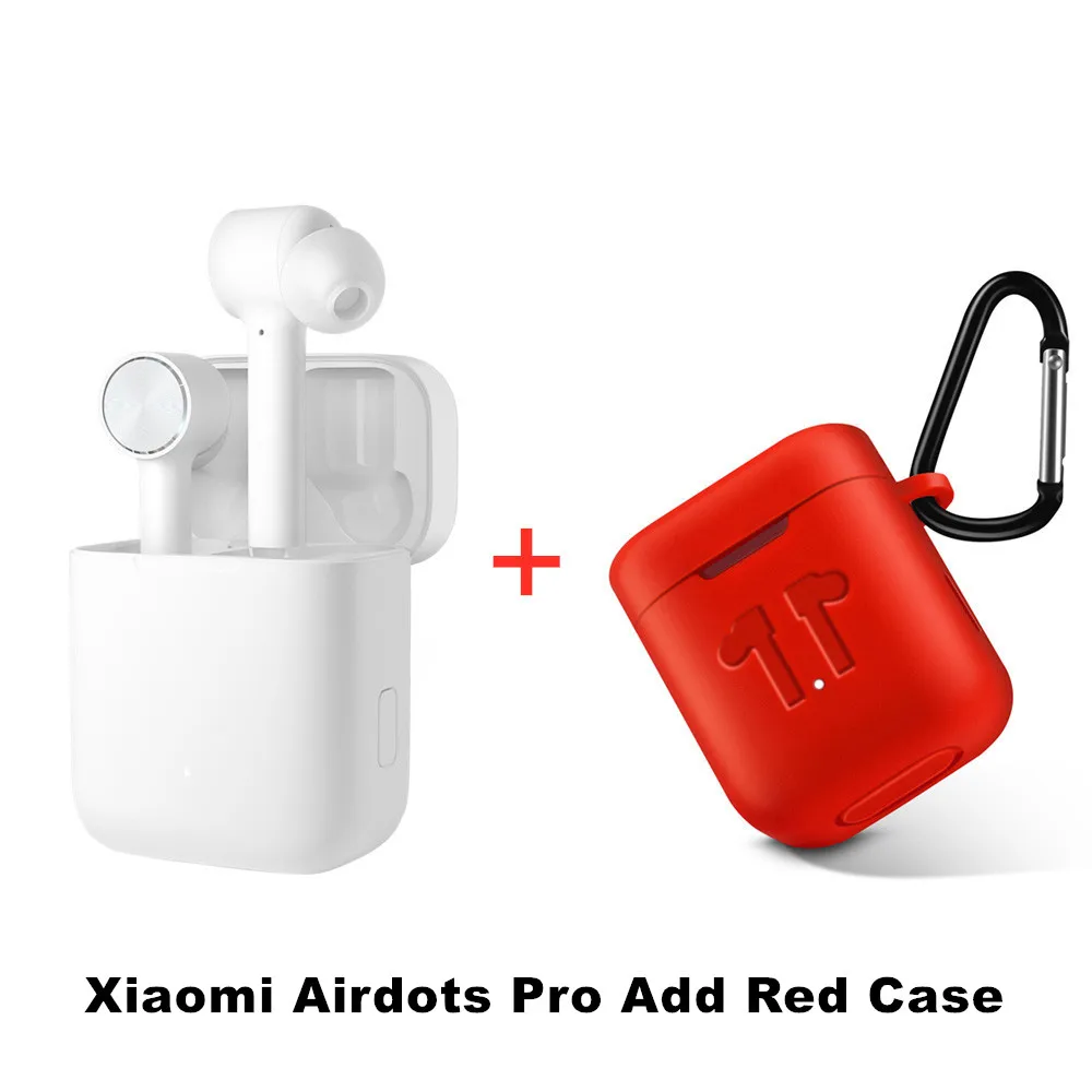 Xiaomi Airdots Pro Bluetooth наушники Air TWS гарнитура истинный беспроводной стерео смарт сенсорный ANC автоматическая пауза кран управление спортивные наушники - Цвет: Add Red Case