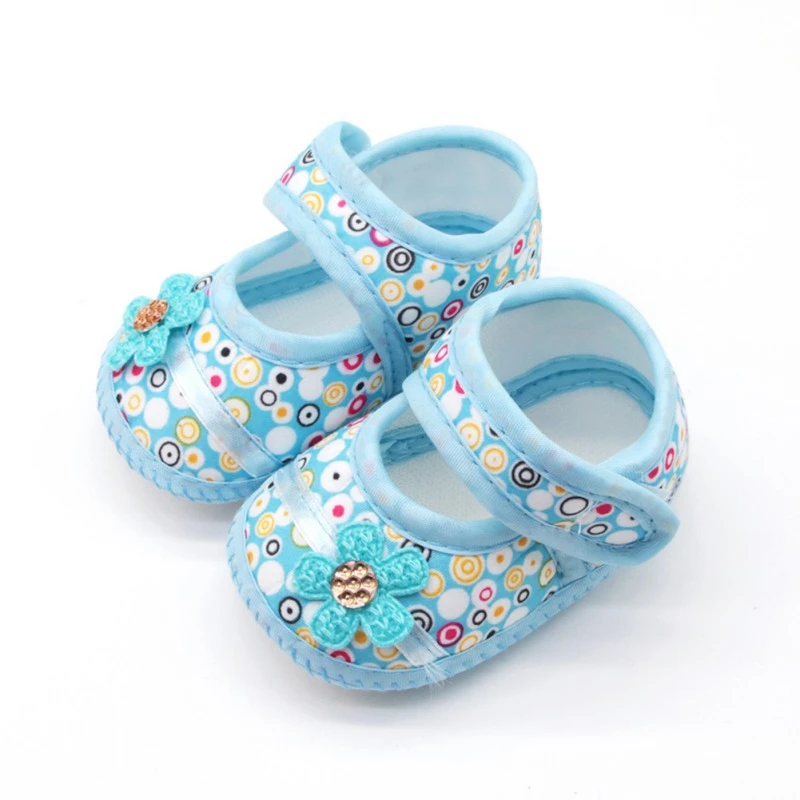 Разноцветная обувь для маленьких девочек, Нескользящая дышащая обувь с цветочным принтом - Цвет: blue