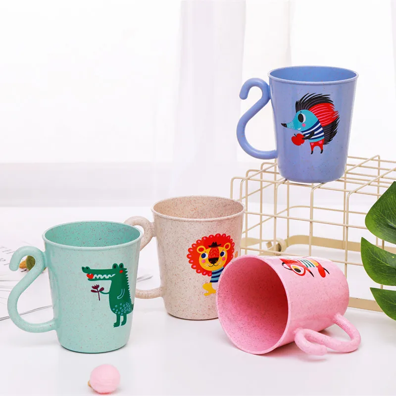 

Cartoon Washing Cups Creative Children Brushing Cup Wheat Straw PP Plastic Couple Toothbrush Brushing Tooth Drinking Milk 1Pcs