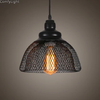 

Retro Vintage Style Pendant light Iron Net kitchen Bar loft Shade in Black Finish Modern Industrial Edison Hanging lamp fixtures