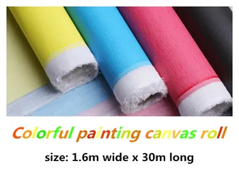 

1.61m wide 30m long roll five colors quality cotton primed canvas roll 325gsm