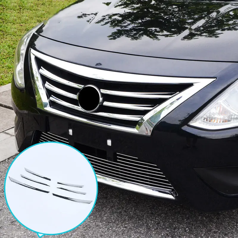 FIT FOR 2015 2016 2017 NISSAN VERSA LATIO CHROME FRONT MESH GRILLE HEAD