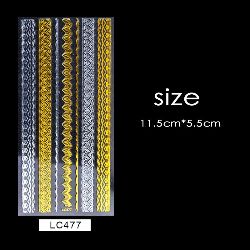 Самоклеющиеся наклейки для дизайна ногтей с золотыми серебряными линиями 11,5*5,5 см, 3D наклейки для дизайна ногтей, украшения ногтей NLC - Цвет: LC477