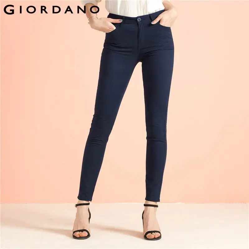 Giordano Women Pants Casual Solid Cotton Twill Pant Striped Trousers