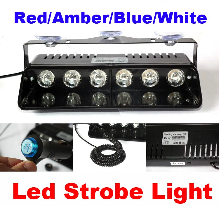 6 led Police strobe lights Car beacon flash light EMS warning caution