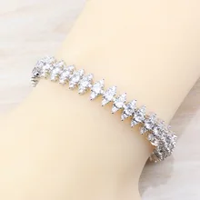 Милая принцесса Белый Циркон 925 серебряные ювелирные изделия 4 цвета регулируемые звенья цепи браслет длина 21 см