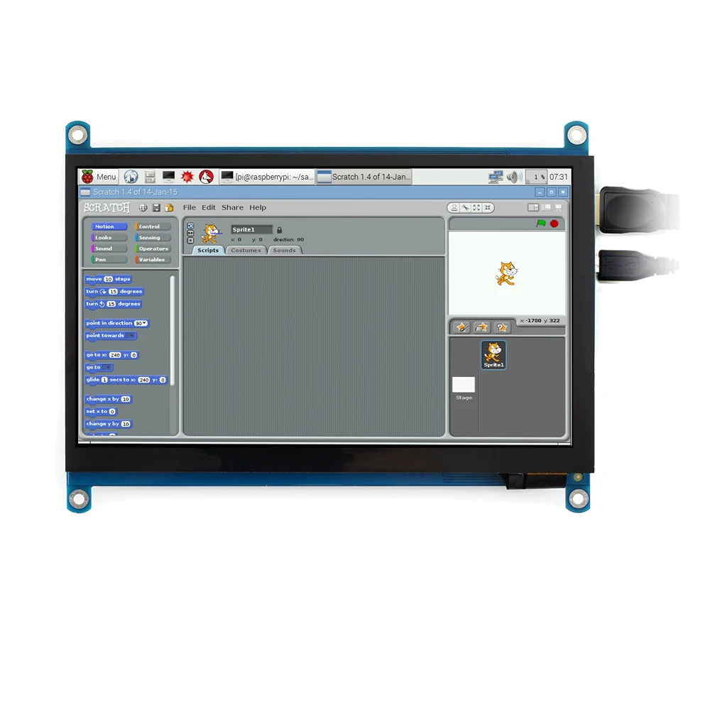  Waveshare 7 inch HDMI LCD (H) Computer Monitor 1024*600 IPS Capacitive Touch Screen Supports Raspbe
