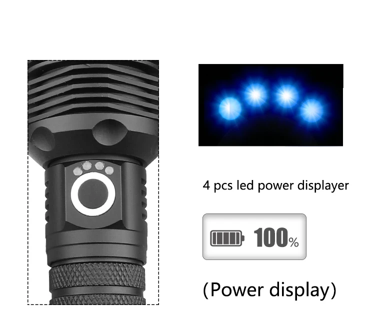 XHP70 40 Вт светодиодный фонарик фонарь USB Перезаряжаемый Фонарик масштабируемый Тактический Защитный фонарь для кемпинга и охоты